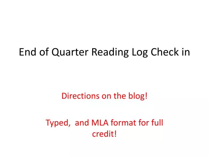 end of quarter reading log check in