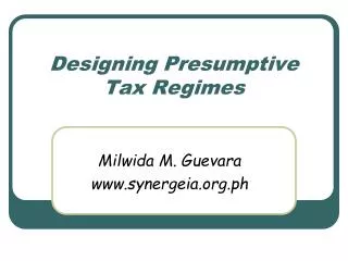 Designing Presumptive Tax Regimes