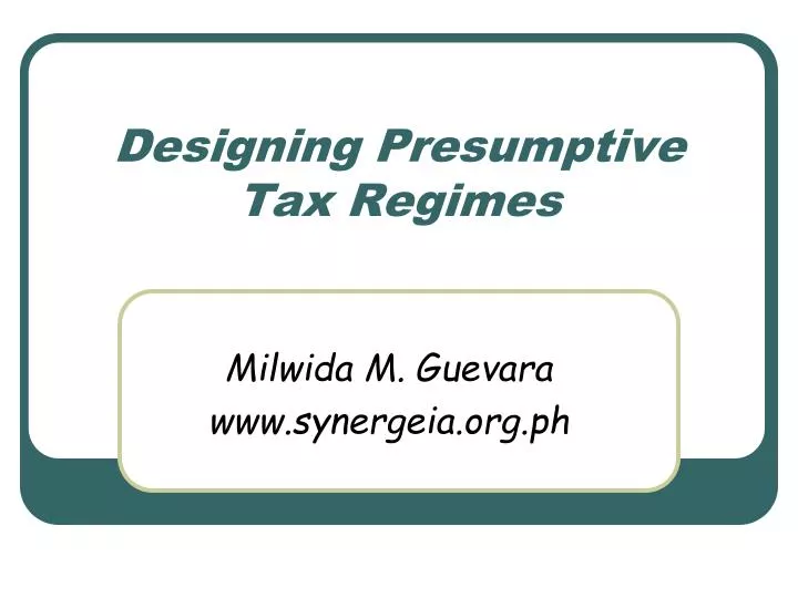 designing presumptive tax regimes