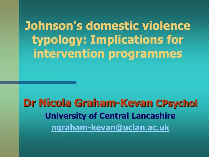 johnson s domestic violence typology implications for intervention programmes