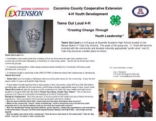 Coconino County Cooperative Extension 4-H Youth Development
