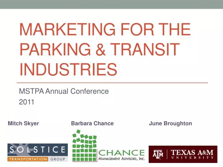 marketing for the parking transit industries