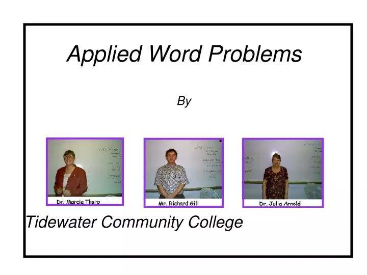 applied word problems by