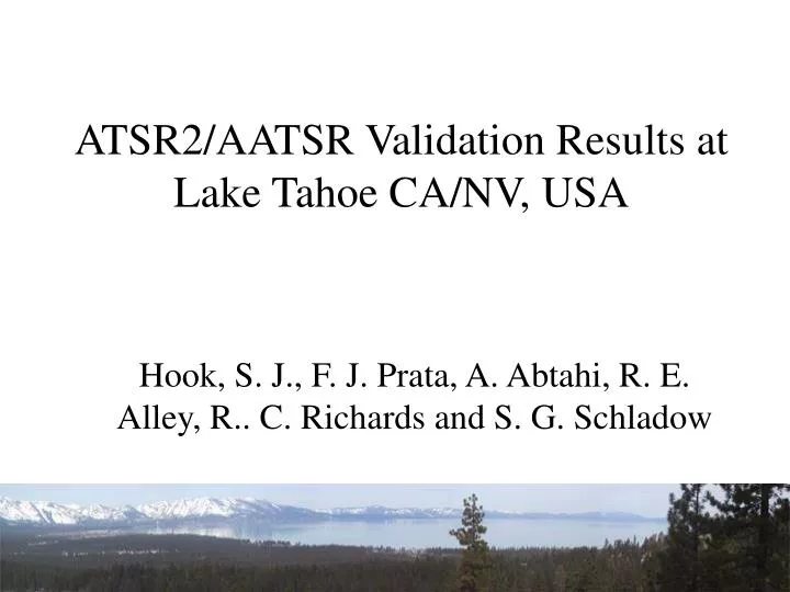 atsr2 aatsr validation results at lake tahoe ca nv usa