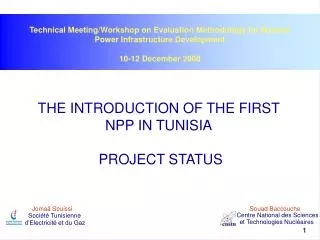 THE INTRODUCTION OF THE FIRST NPP IN TUNISIA PROJECT STATUS