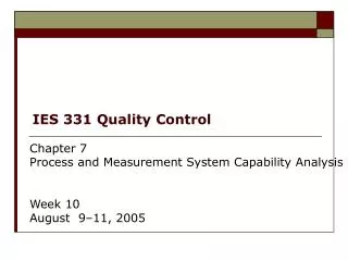IES 331 Quality Control
