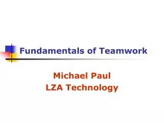 Fundamentals of Teamwork