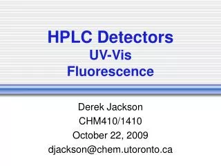 HPLC Detectors UV-Vis Fluorescence