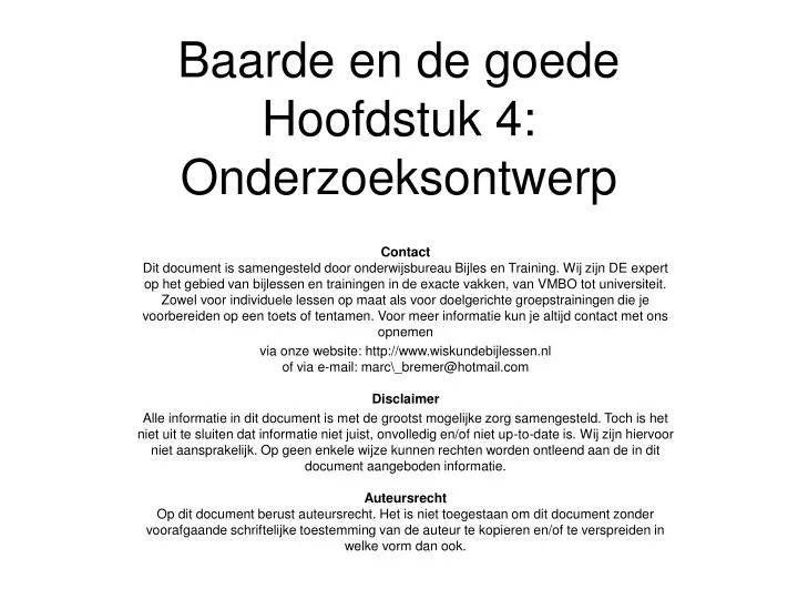 baarde en de goede hoofdstuk 4 onderzoeksontwerp