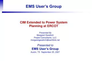 CIM Extended to Power System Planning at ERCOT