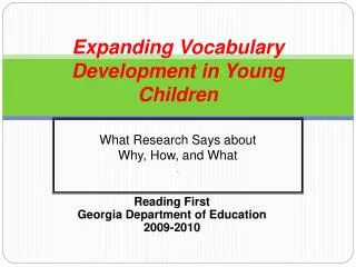 Expanding Vocabulary Development in Young Children