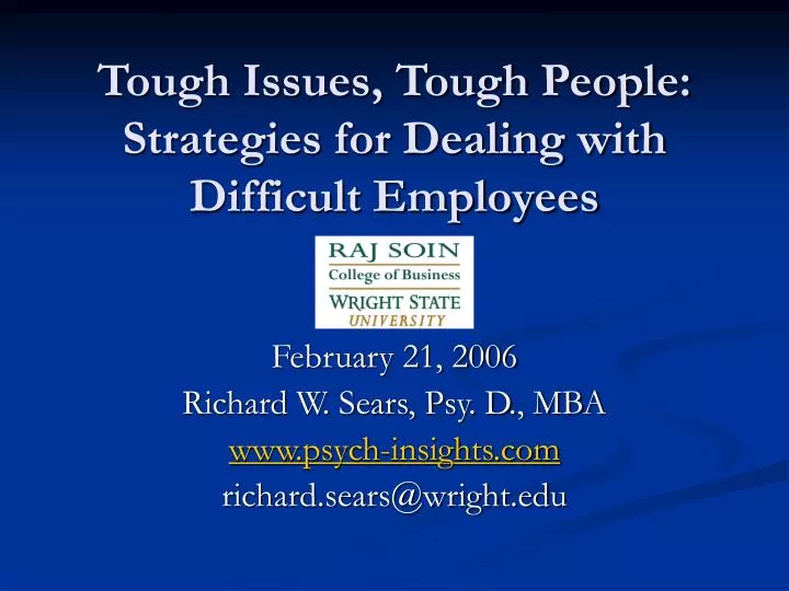 tough issues tough people strategies for dealing with difficult employees