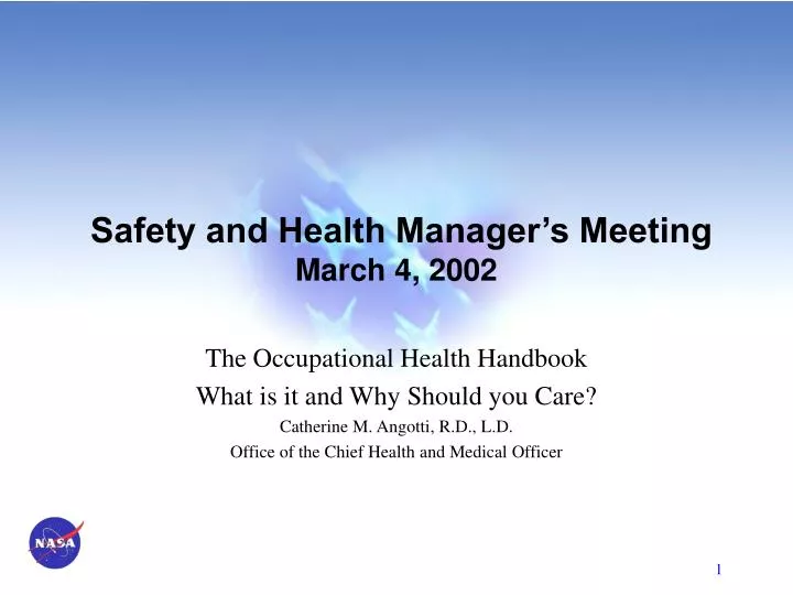 safety and health manager s meeting march 4 2002