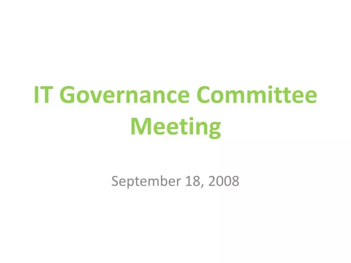 it governance committee meeting