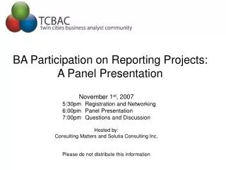 BA Participation on Reporting Projects: A Panel Presentation
