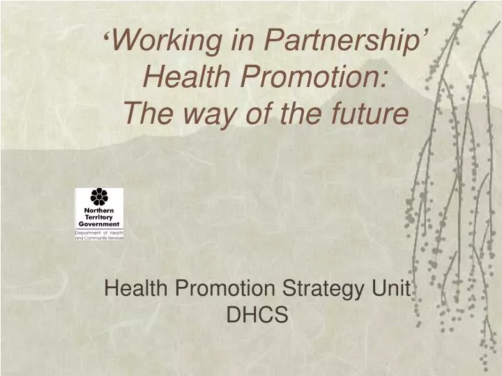 working in partnership health promotion the way of the future