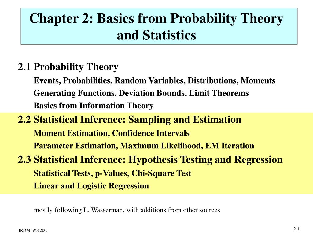 PPT - Chapter 2: Basics from Probability Theory and Statistics ...