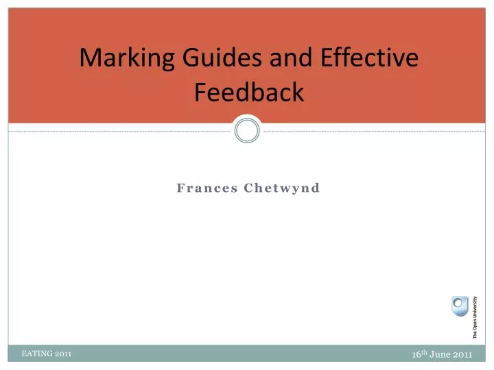 marking guides and effective feedback