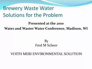 Brewery Waste Water Solutions for the Problem