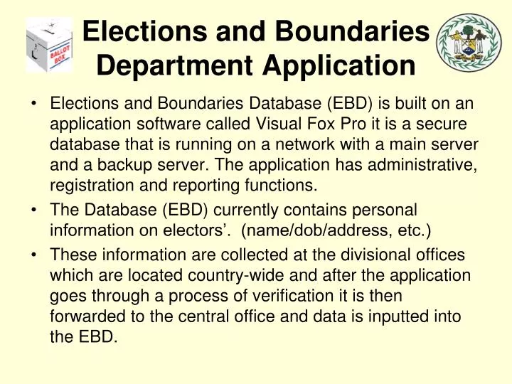 elections and boundaries department application