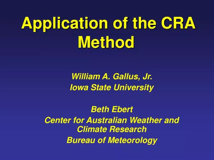 application of the cra method