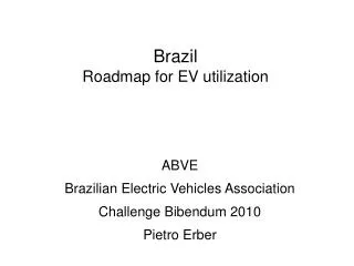 Brazil Roadmap for EV utilization