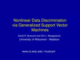 Nonlinear Data Discrimination via Generalized Support Vector Machines