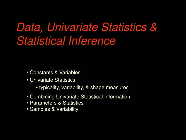 data univariate statistics statistical inference