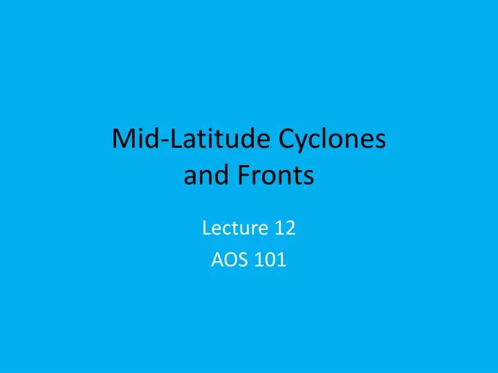 mid latitude cyclones and fronts