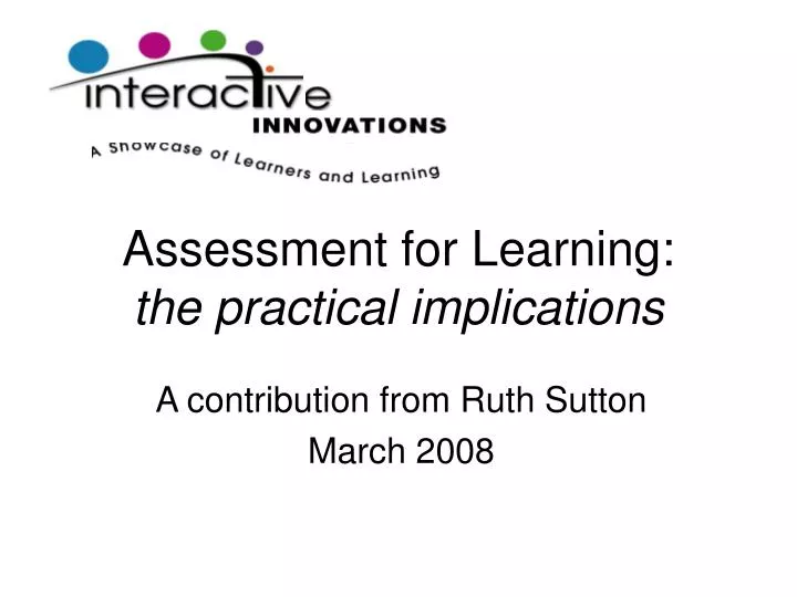 assessment for learning the practical implications