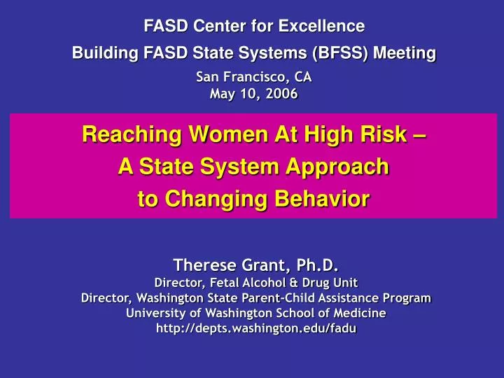 reaching women at high risk a state system approach to changing behavior