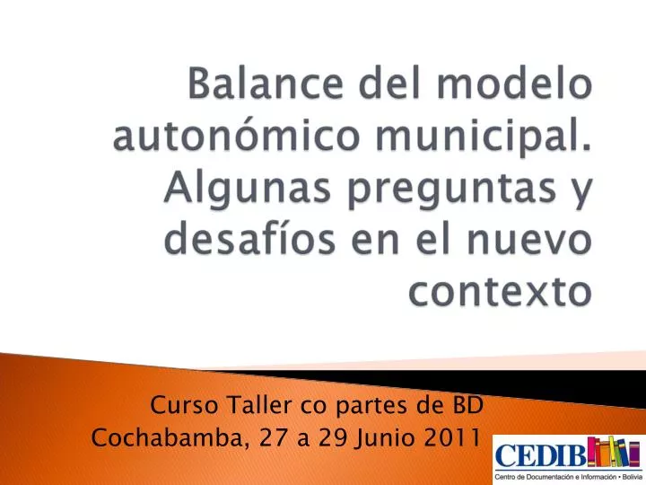 curso taller co partes de bd cochabamba 27 a 29 junio 2011