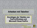 Arbeiten mit Tabellen - slide 1
