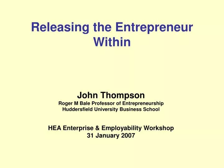 releasing the entrepreneur within