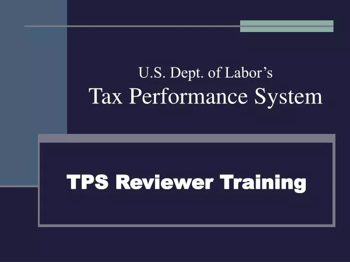 u s dept of labor s tax performance system