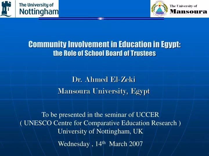 community involvement in education in egypt the role of school board of trustees
