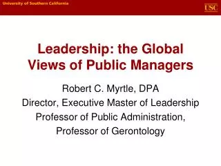 Leadership: the Global Views of Public Managers