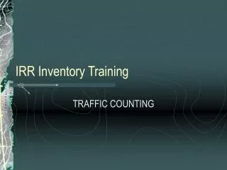 IRR Inventory Training