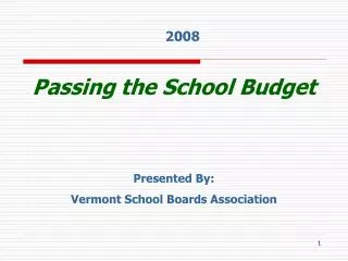 Passing the School Budget