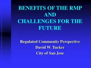 BENEFITS OF THE RMP AND CHALLENGES FOR THE FUTURE