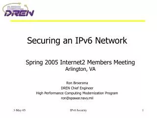 Securing an IPv6 Network