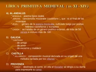 l rica primitiva medieval ss xi xiv