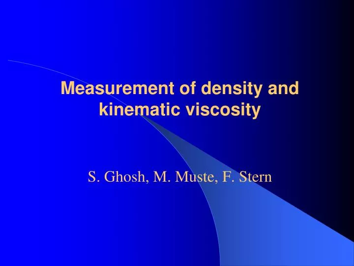 measurement of density and kinematic viscosity