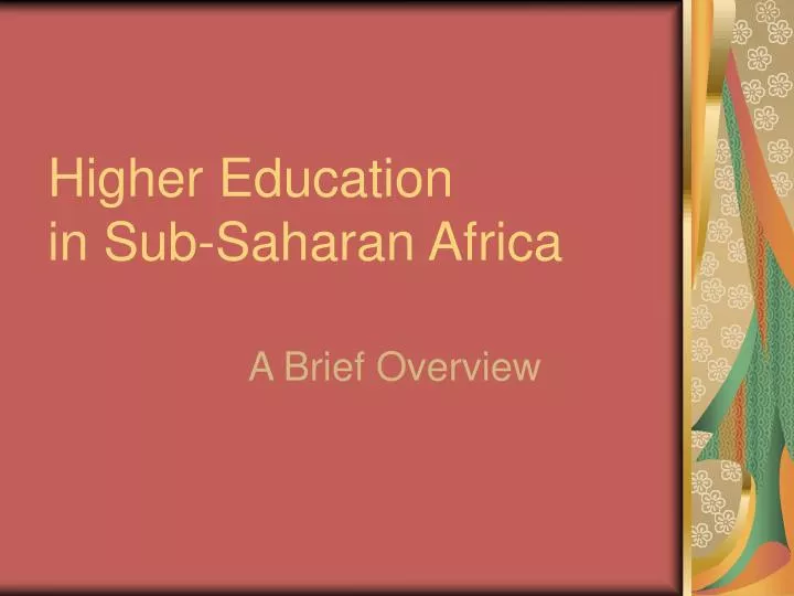 higher education in sub saharan africa
