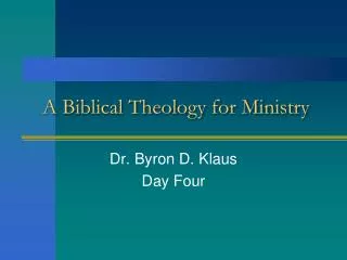 A Biblical Theology for Ministry