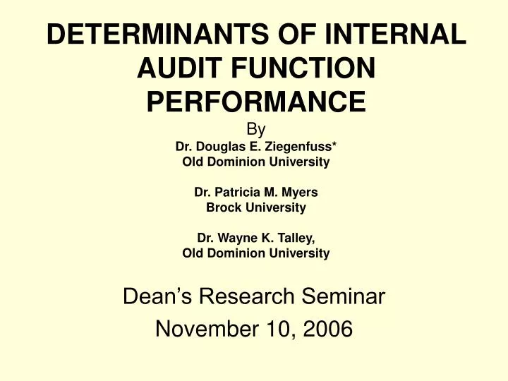 dean s research seminar november 10 2006