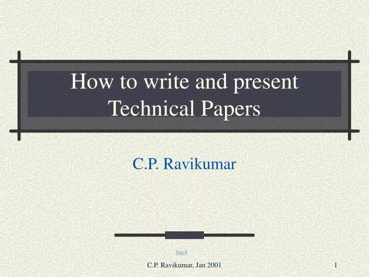 how to write and present technical papers