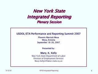 New York State Integrated Reporting Plenary Session