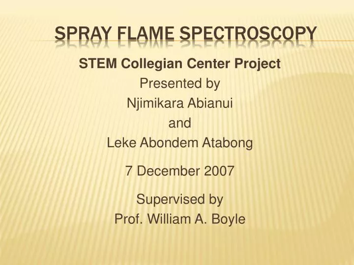spray flame spectroscopy