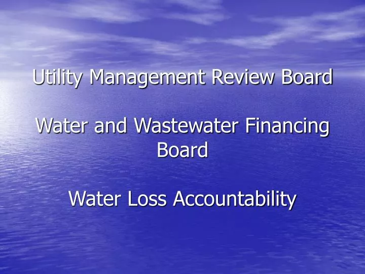 utility management review board water and wastewater financing board water loss accountability